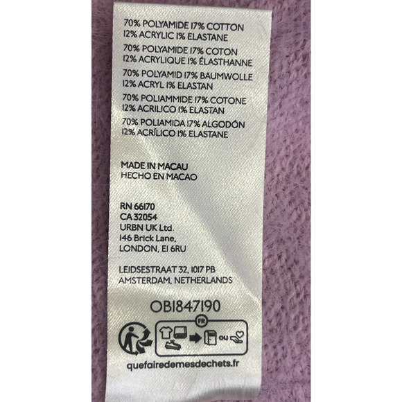 FREE PEOPLE FRAGRANT LILAC PURPLE HARRISON BUNNY CREW FUZZY SOFT SWEATER SZ S - Picture 7 of 7